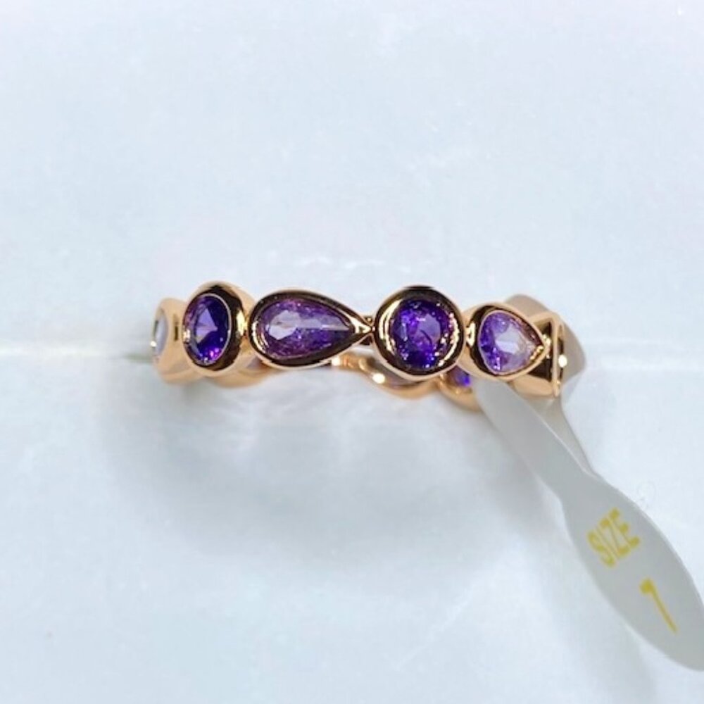 Array of Purple Topaz and Amethyst CZ Infinity Band Size 7